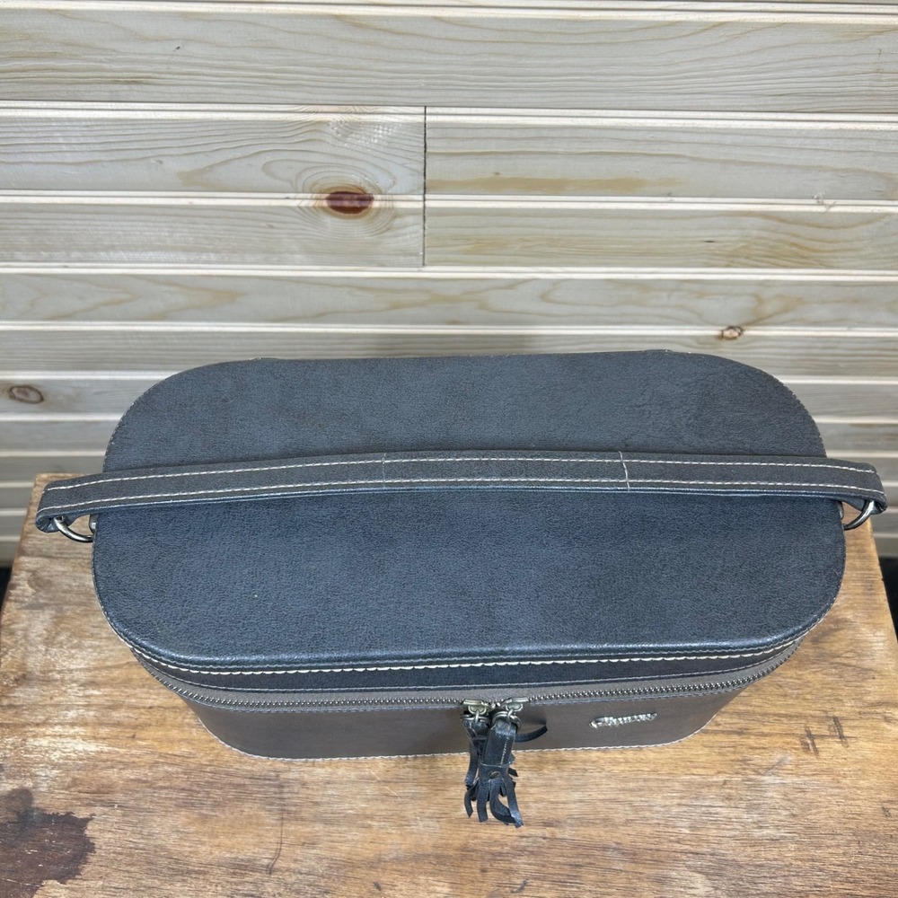Vintage Skyway Gray Faux Leather Train Case Vanity Travel Bag with Tassels - Picture 10 of 10